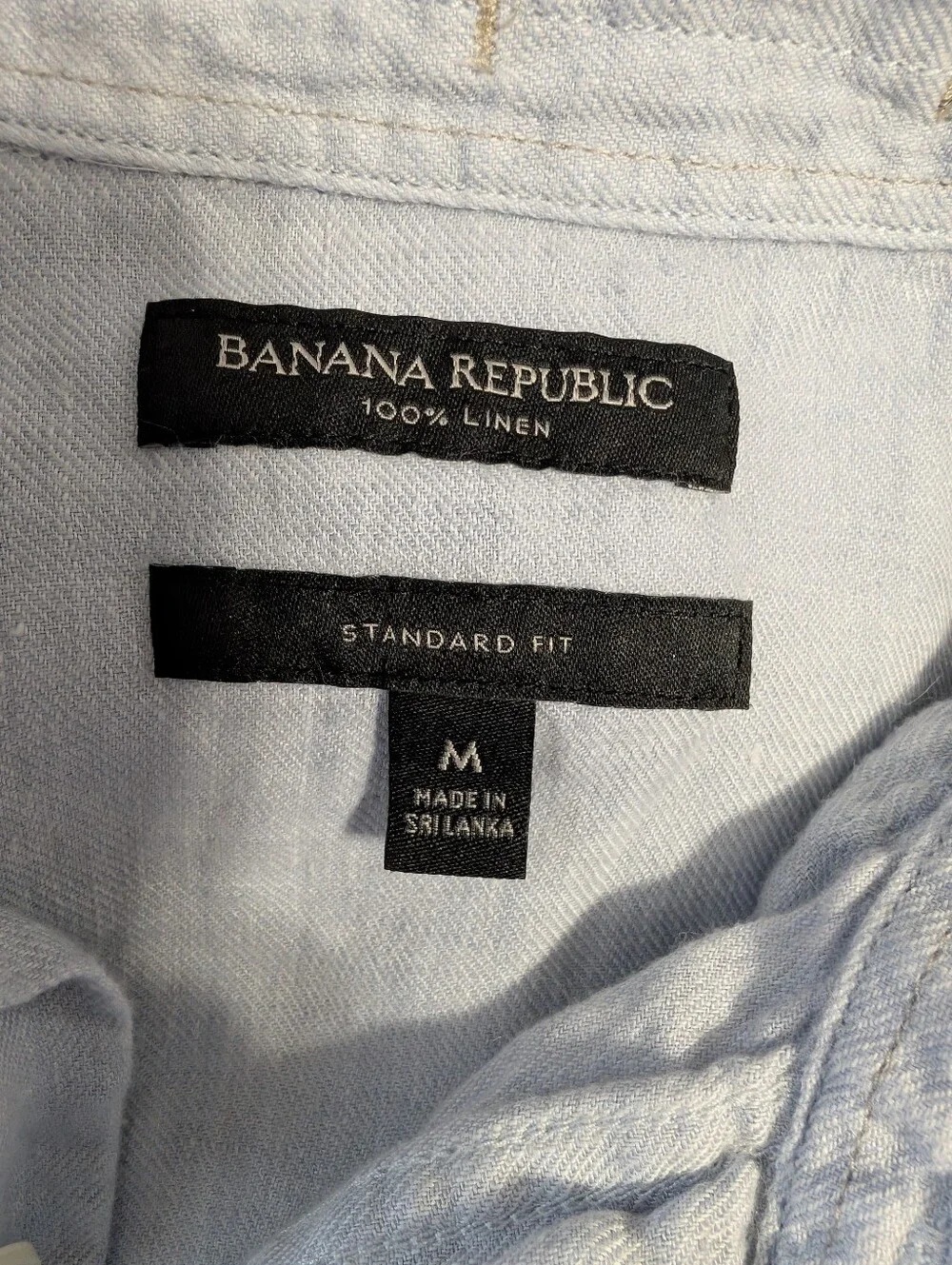 Banana Republic Light Blue Long-Sleeve Standard Fit Linen Shirt Size M